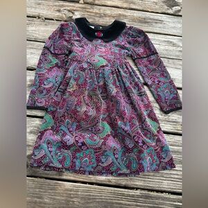 90s style purple long sleeve corduroy dress with collar